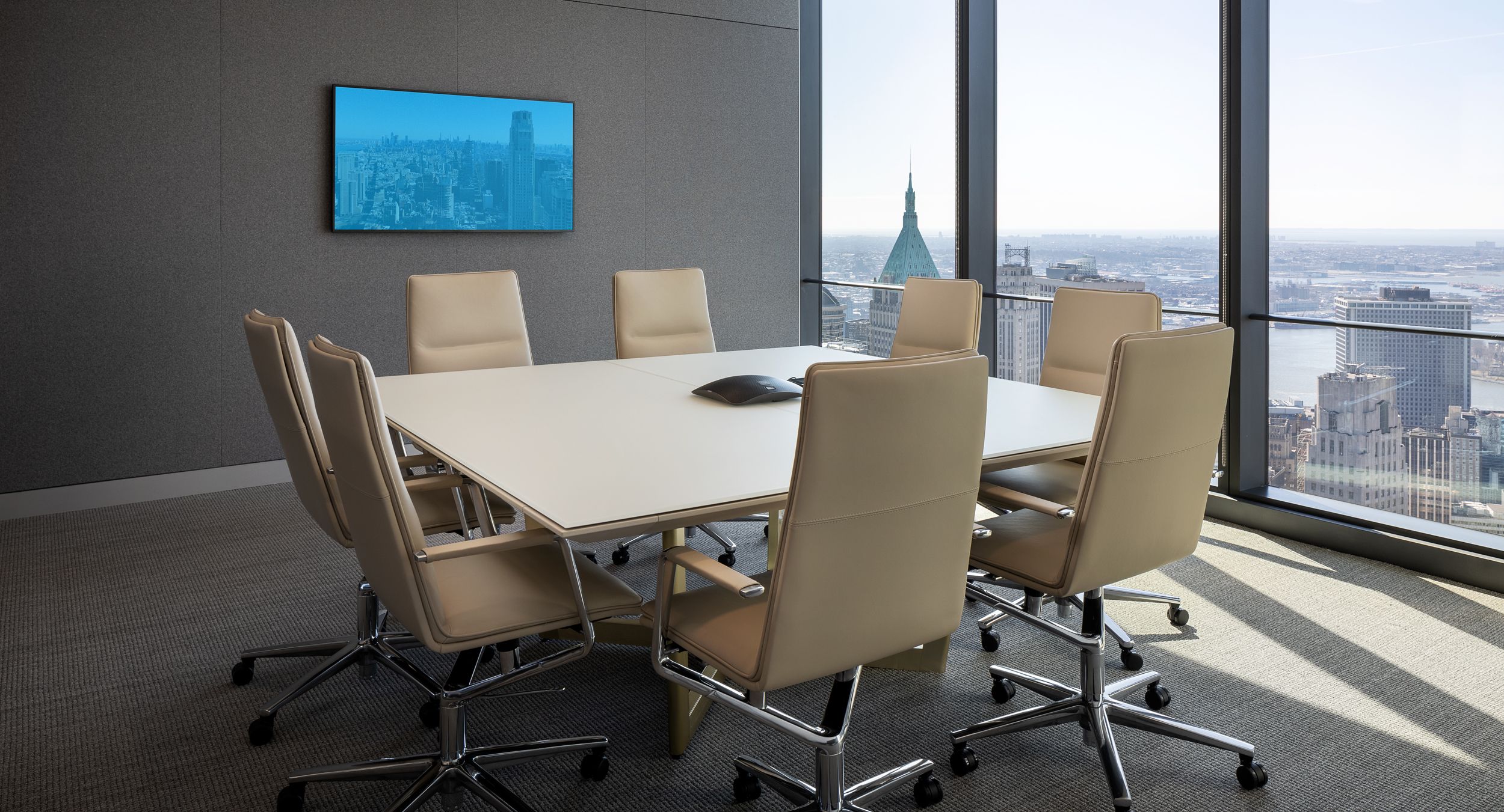 Exquisite conference spaces are anchored by elegant HALO tables.